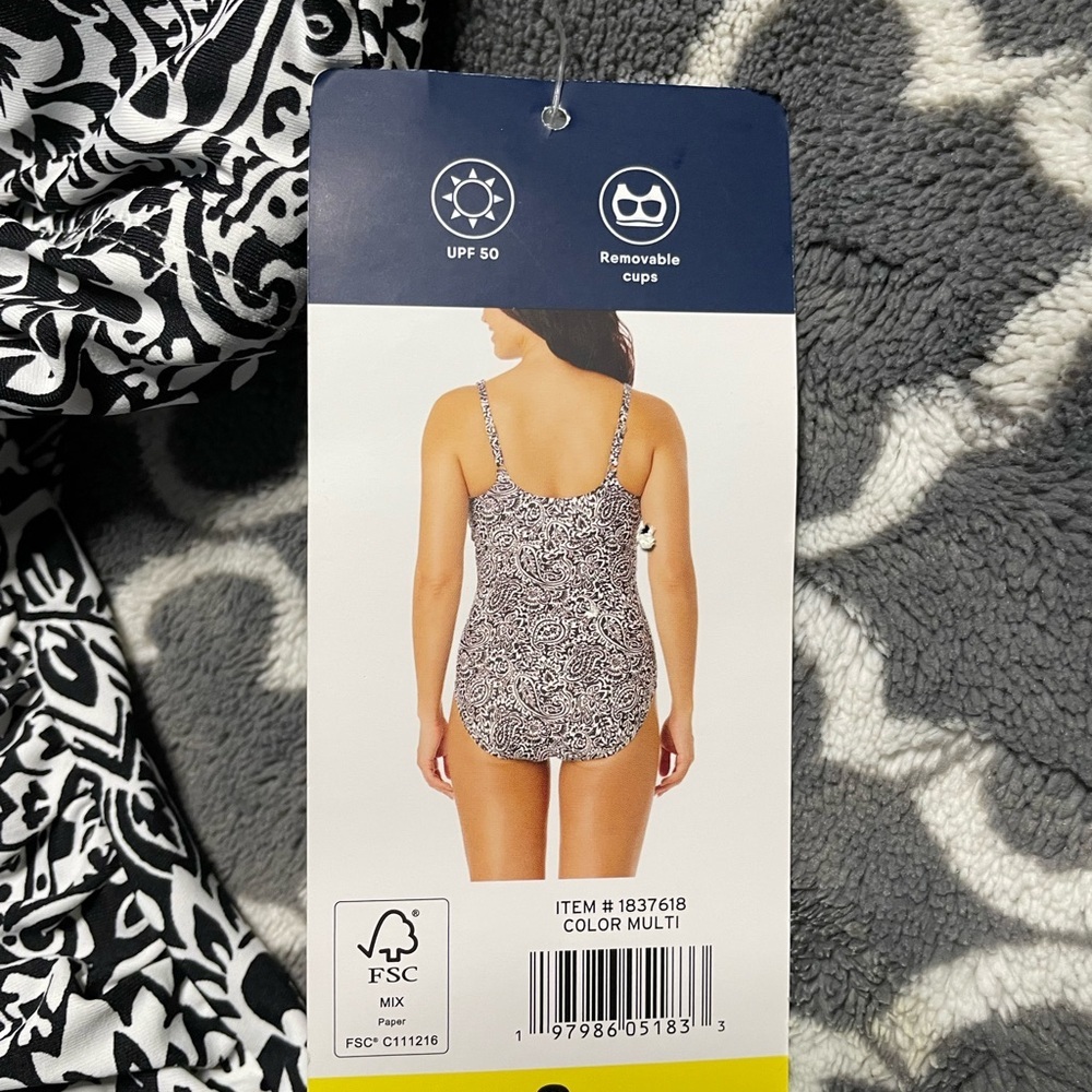 Lands' End Black and White  One Piece Swimsuit Women Size Small - Picture 4 of 8